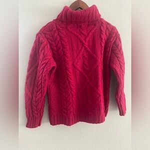 Aran Crafts Ireland 100% Merino Wool Cable Knit Turtleneck Sweater Pink Size L